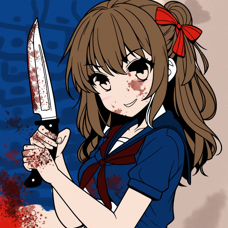 girl holding a knife anime
