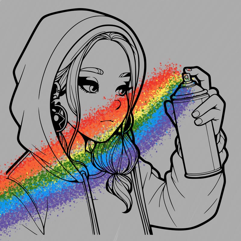 a realistic girl, spray painting