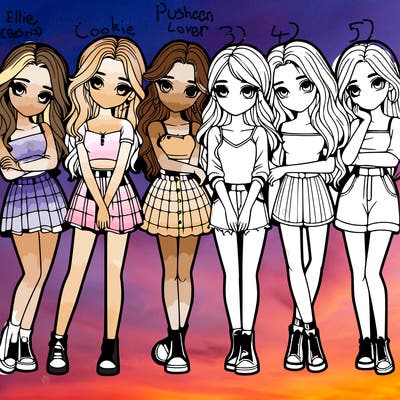 a group of girls realistic
