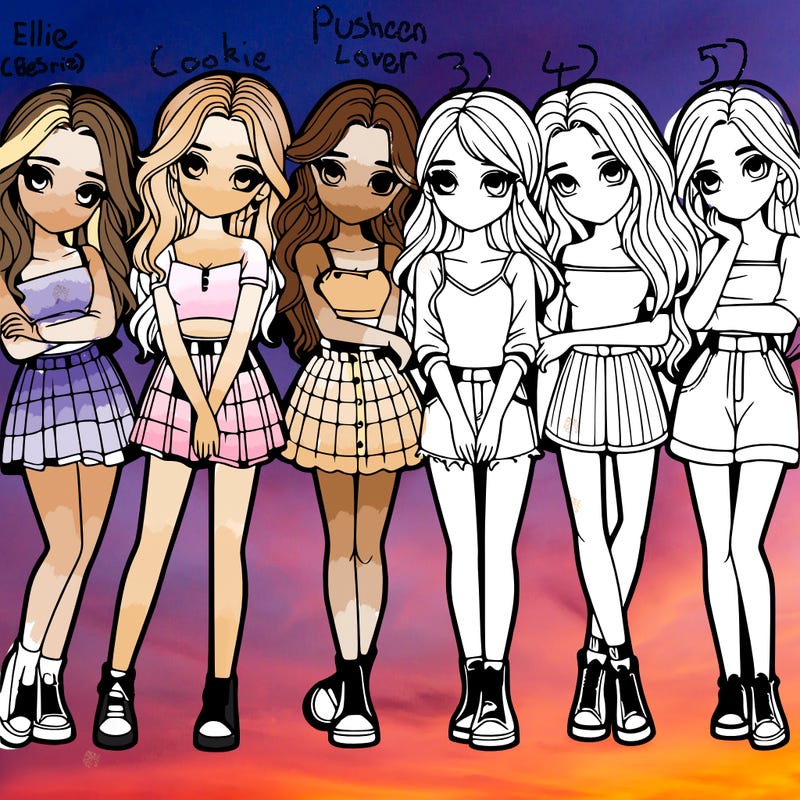 a group of girls realistic