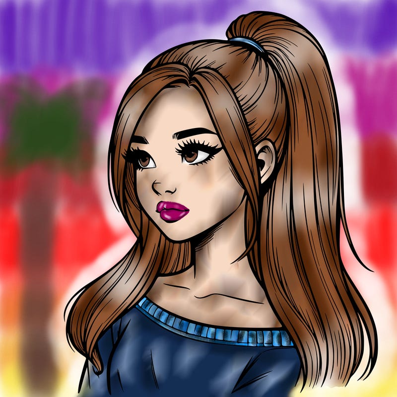 realistic girl with a high ponytail