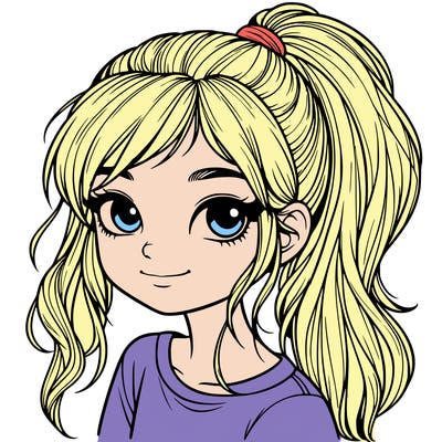 realistic girl with ponytail