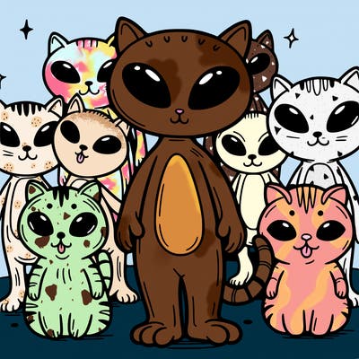 a group of alien cats