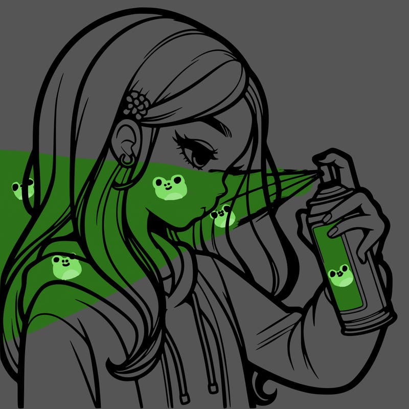 a realistic girl spray painting