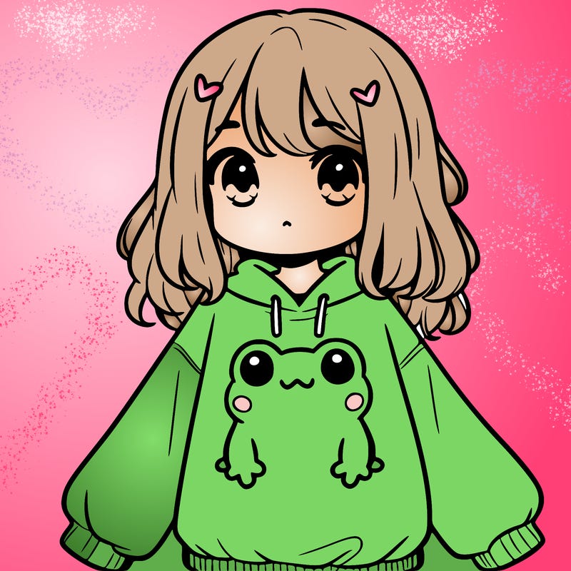 girl wearing frogging sweatshirt