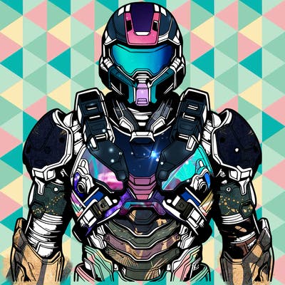 realistic warrior with high tech armor