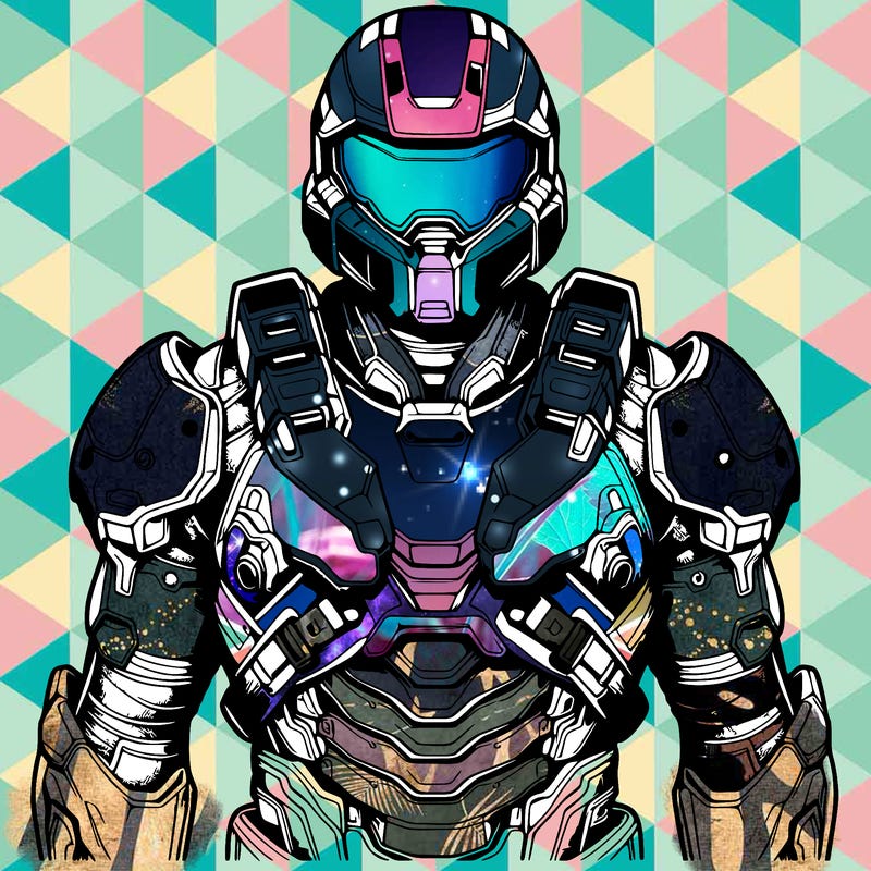 realistic warrior with high tech armor