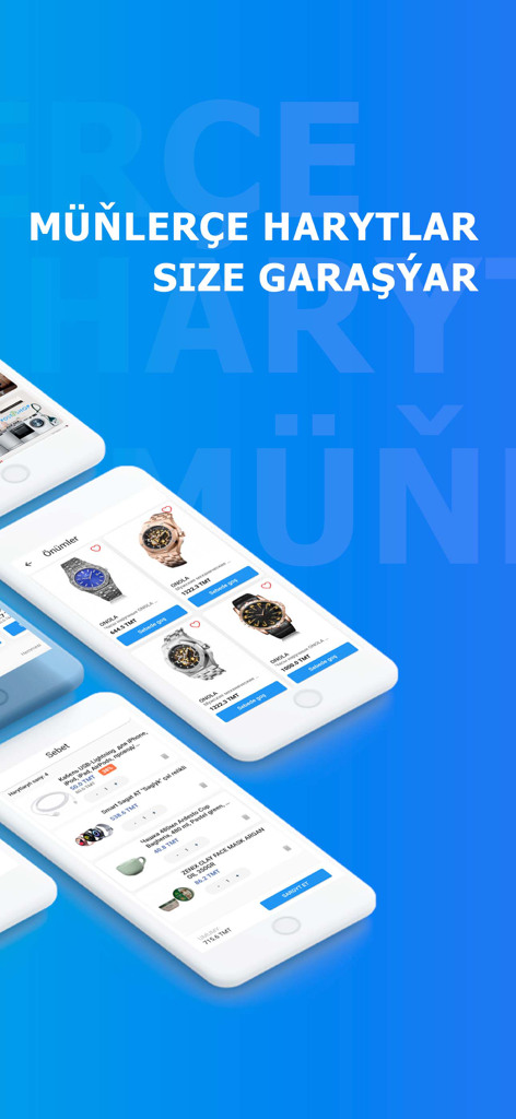 PostShop - iPhones displaying PostShop app product listings and shopping cart