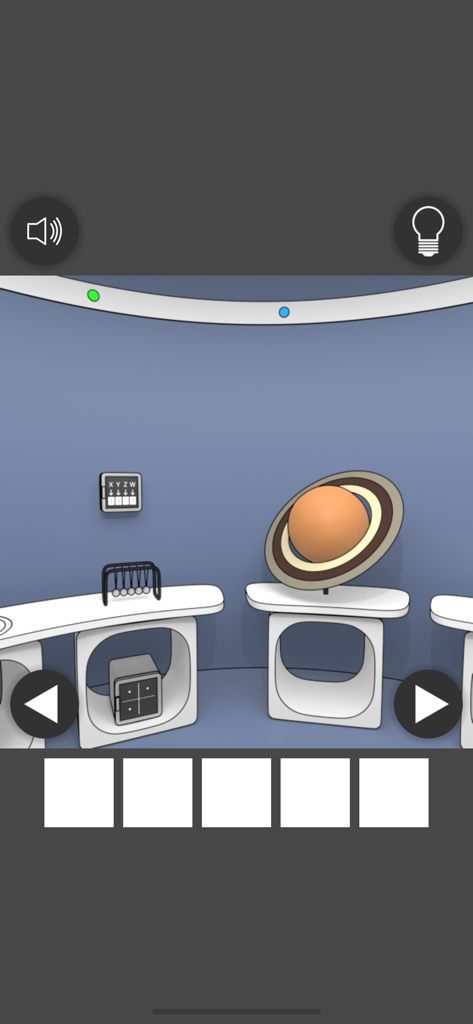 Space Museum Escape - Interior of a space museum themed escape room with a Saturn model and wall puzzle