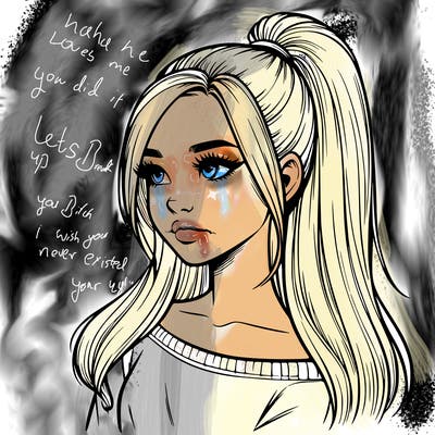 realistic girl with a high ponytail