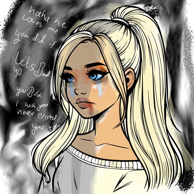 realistic girl with a high ponytail