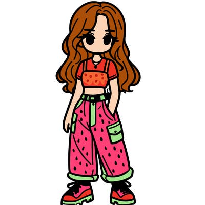 girl in crop top and baggy pants