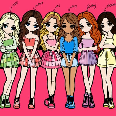 a group of girls realistic