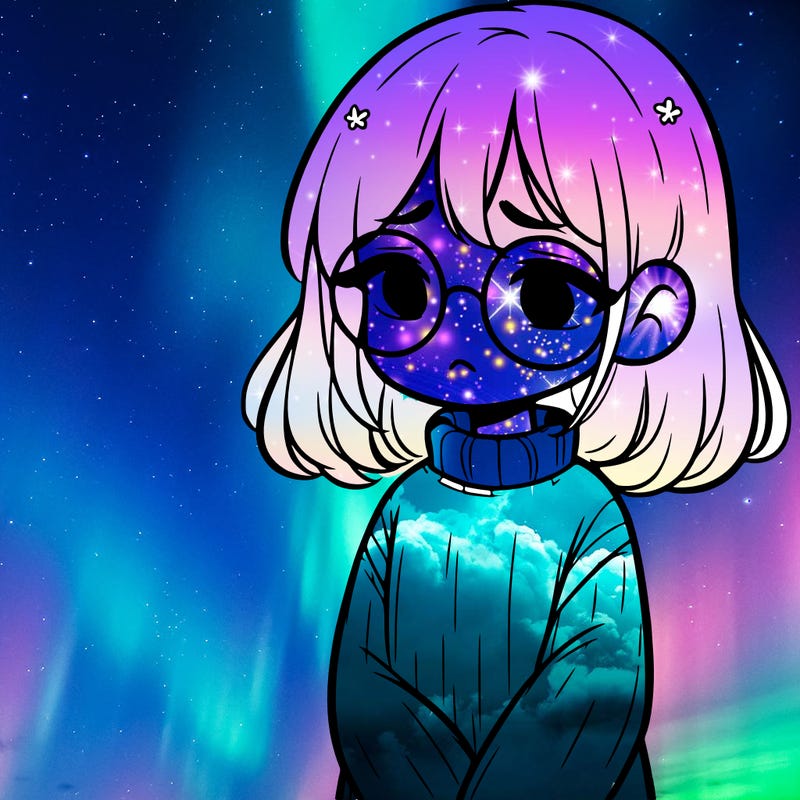 sad girl with glasses in a sweater