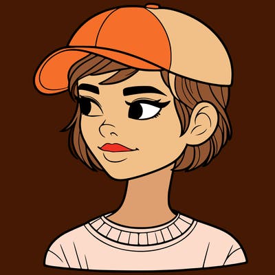 woman with short hair and a ball cap