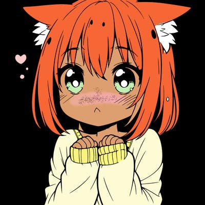shy anime catgirl