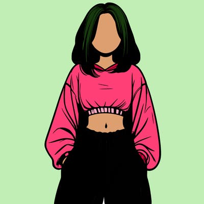 realistic girl faceless with baggy pants and a crop top