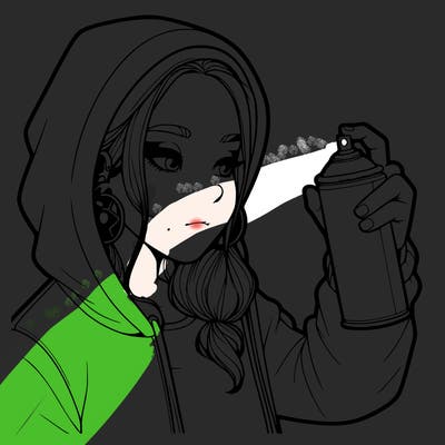 a realistic girl, spray painting