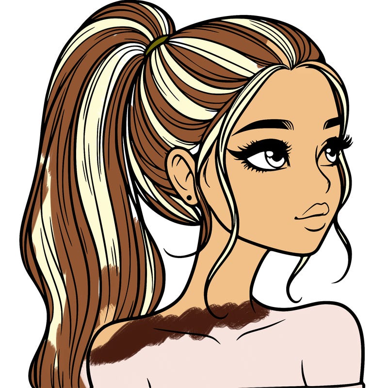 a beautiful and realistic girl with a high pony tail