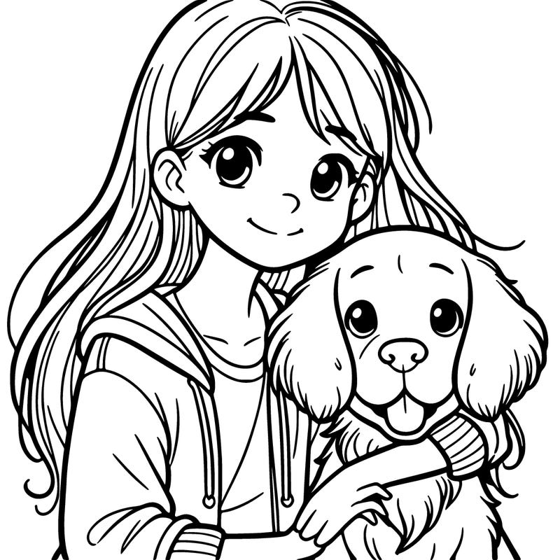 teenage girl with dog