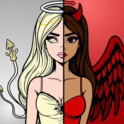 devil vs angel realistic girl