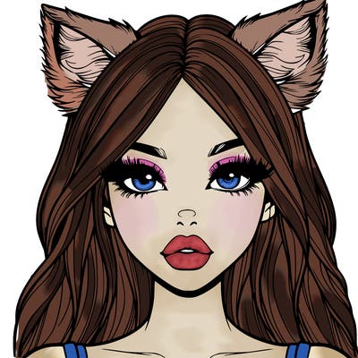 realistic girl with fox ears and realistic lips