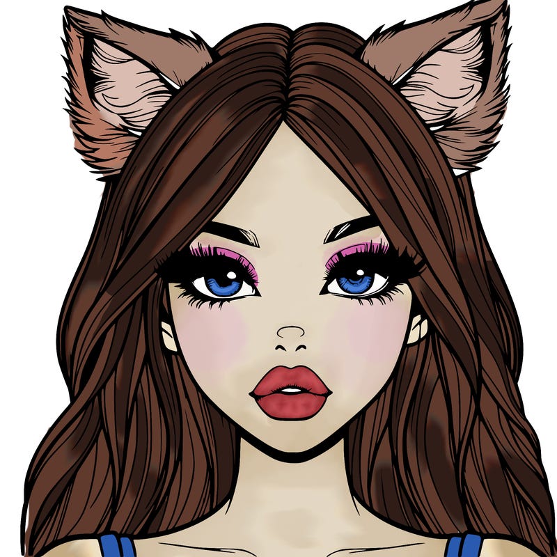 realistic girl with fox ears and realistic lips