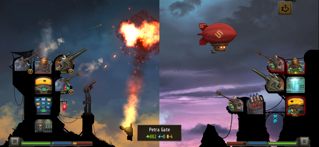 Artillery duel between fortresses in REDCON strategy game