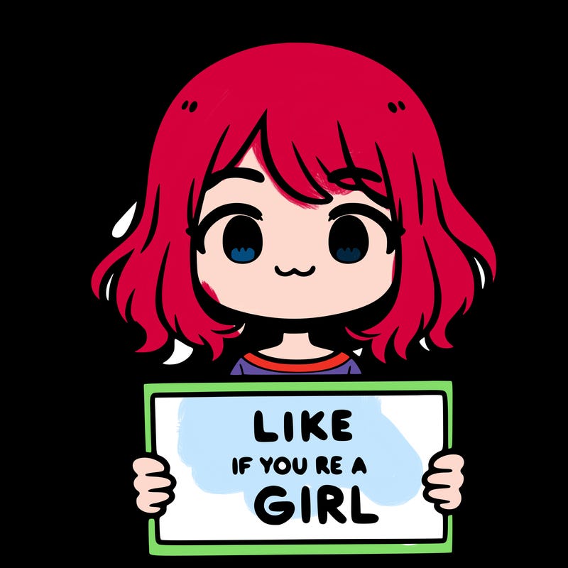 a cute girl holding a sign that says like if you’re a girl