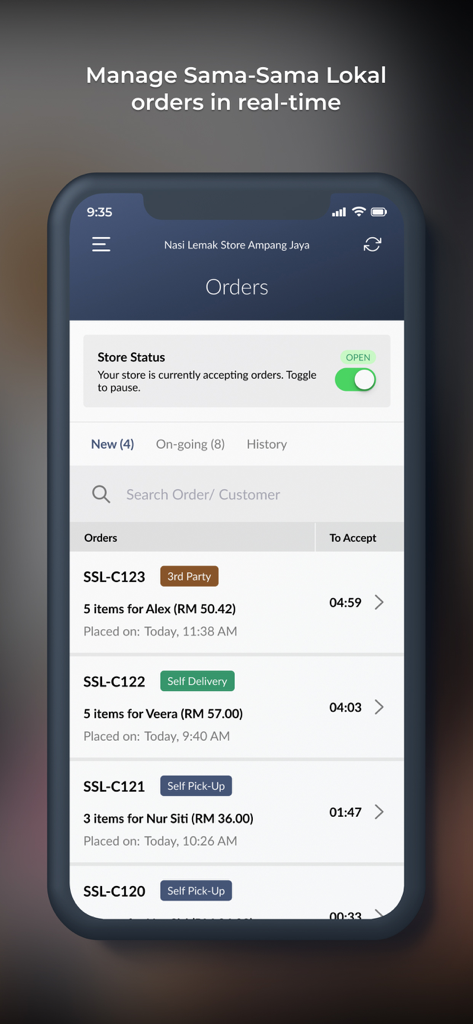 Maybank QRPayBiz - Real-time order management interface in the Maybank QRPayBiz app