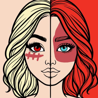 realistic girl split half