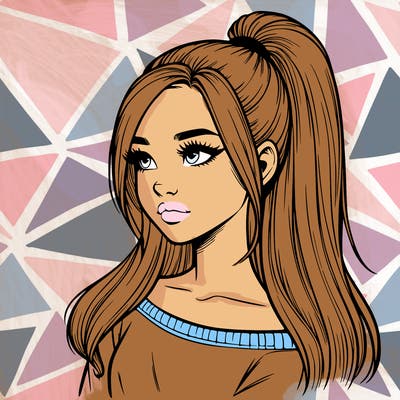 realistic girl with a high ponytail