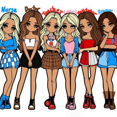 a group of girls realistic