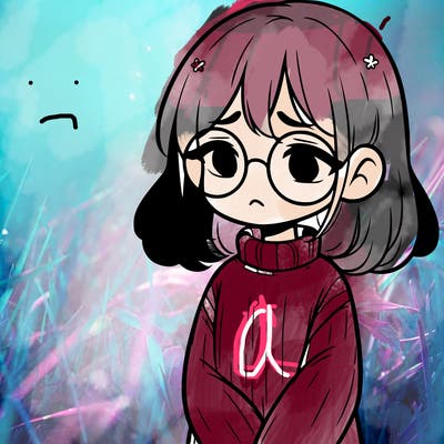 sad girl with glasses in a sweater