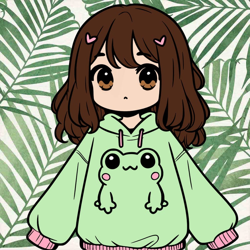 girl wearing frogging sweatshirt