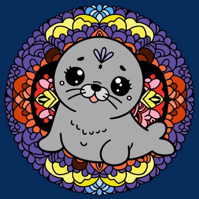 a cute baby seal mandala
