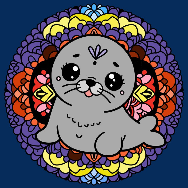 a cute baby seal mandala