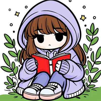 girl in oversized hoodie reading a book