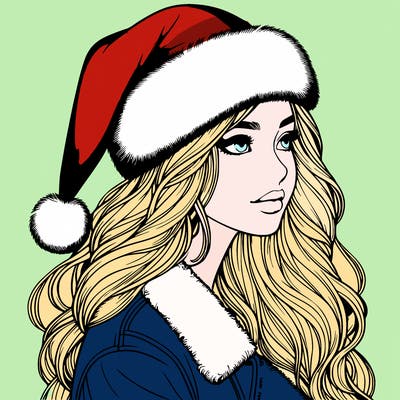realistic girl in santa hat