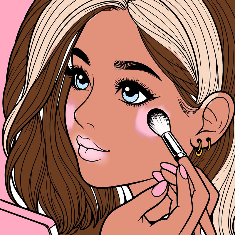 a realistic girl doing her makeup