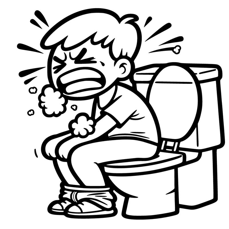 someone having a hard time on the toilet