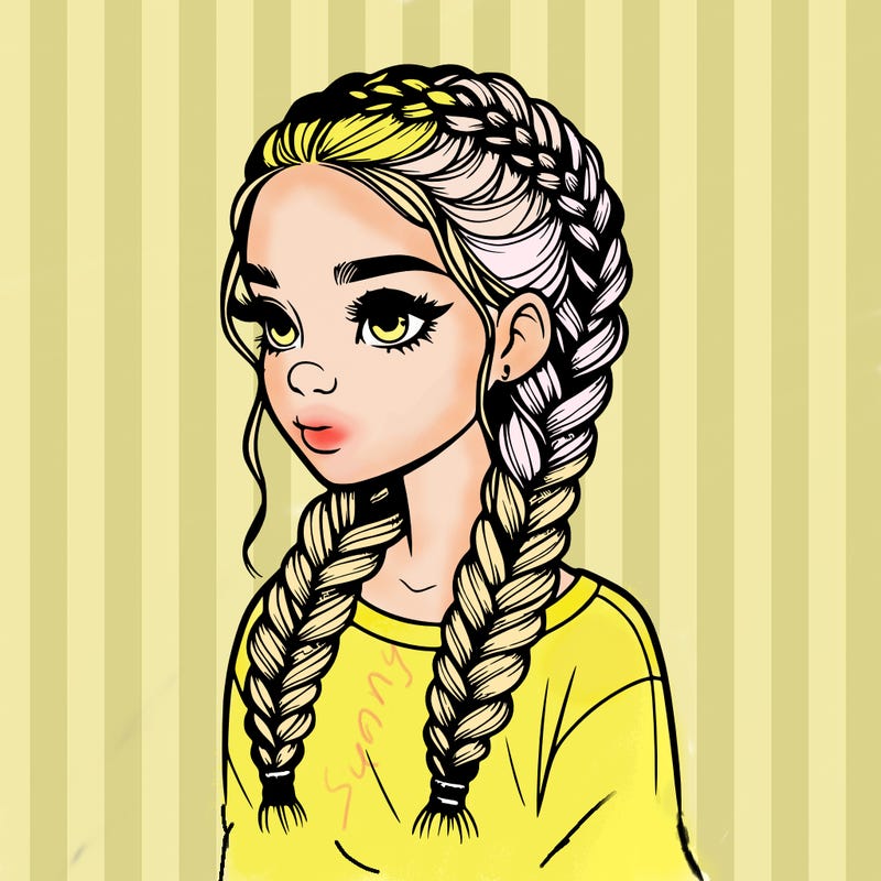 realistic girl with braids