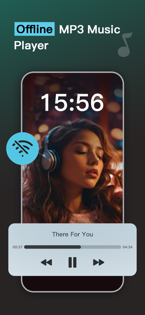 MusicBox - Music&Video Player - Pantalla de bloqueo del smartphone mostrando el widget del reproductor de música sin conexión de MusicBox con una canción en reproducción.