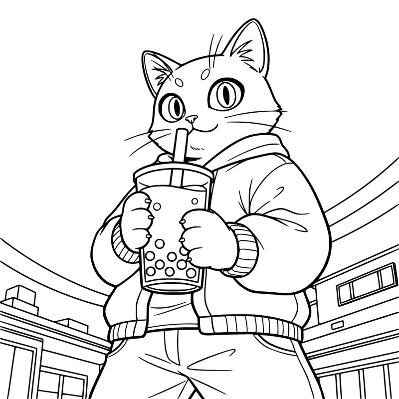 boba tea cat