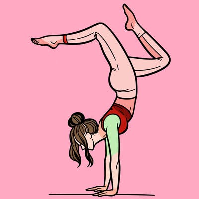 a woman doing a handstand