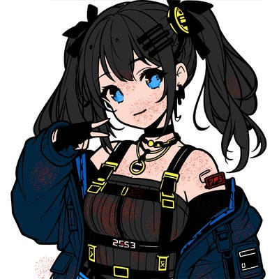 anime teen girl in cyberpunk outfit