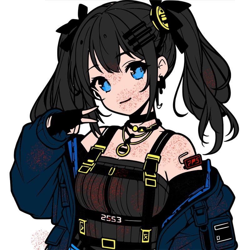anime teen girl in cyberpunk outfit