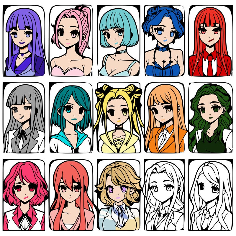 girls that look diffrent anime