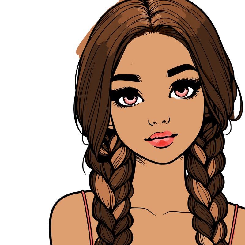 realistic girl with braids