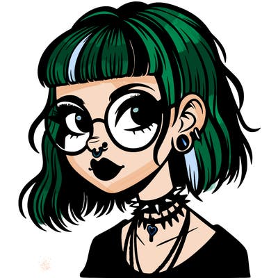 gothic girl with a mullet and glasses